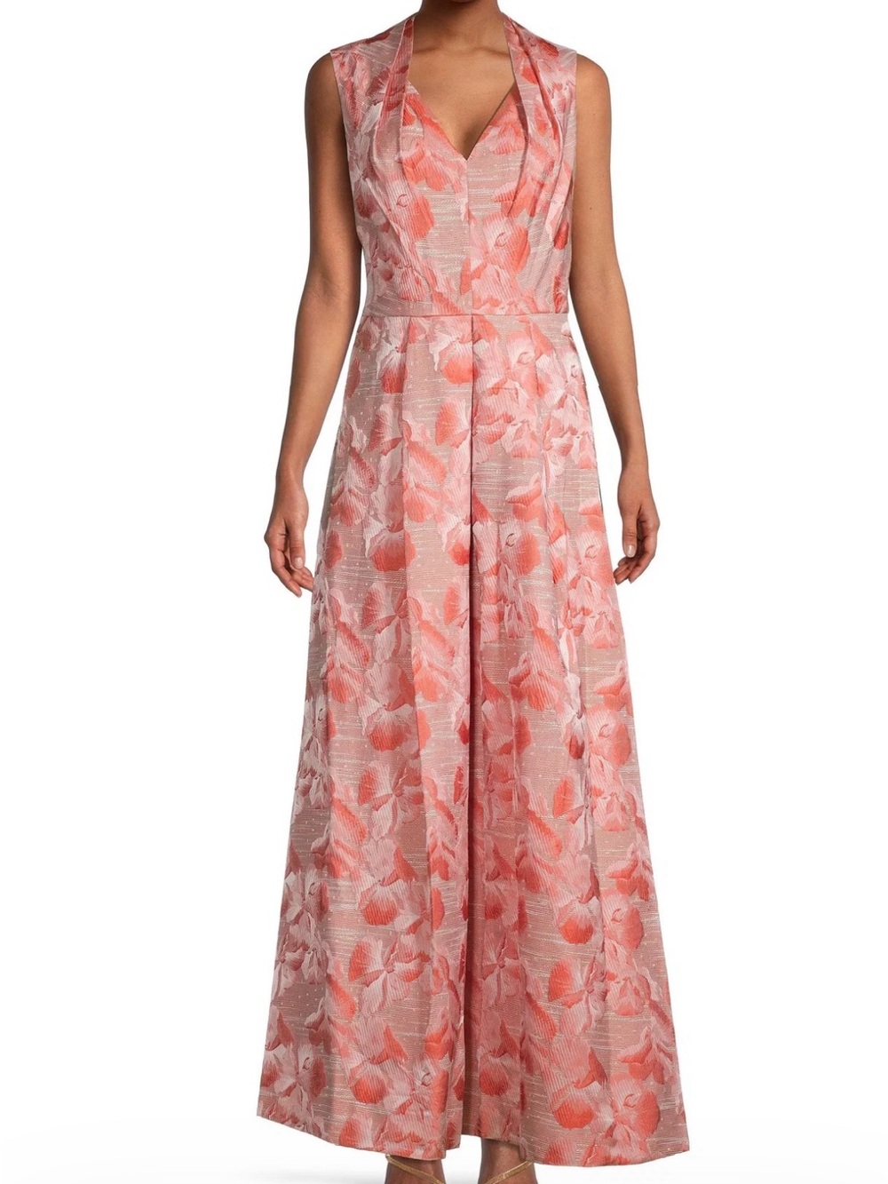 Kay Unger New York Evie Floral Stripe Jacquard Swan-Neck Ball Gown - 🧡🧡🧡 - Picture 3 of 5